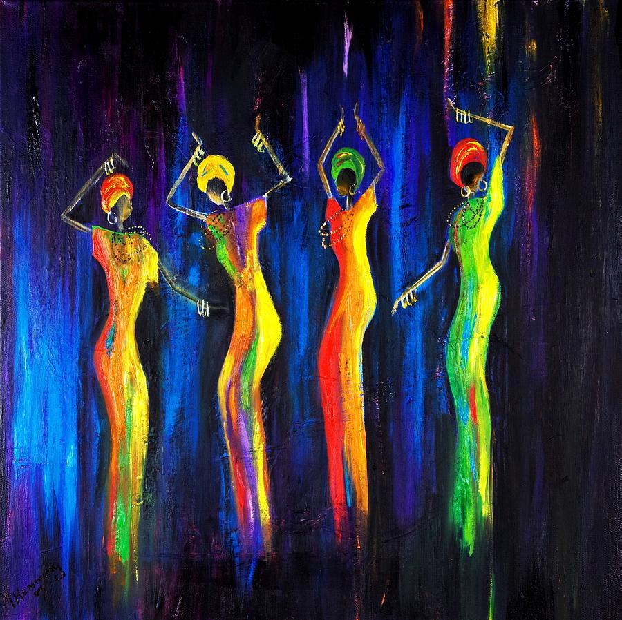 Vibrant East African dancers — painting at Horn of Africa Bergen